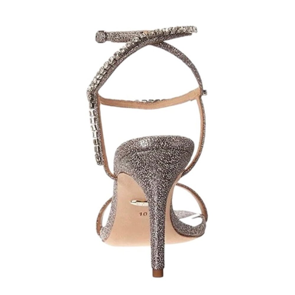 CLAUDETTE Women's Glitter Embellished Heel Dress Sandals Pewter Glitter - Picture 5 of 8